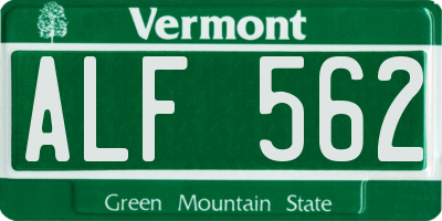 VT license plate ALF562