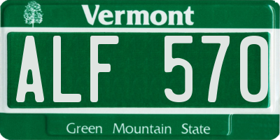 VT license plate ALF570