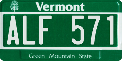 VT license plate ALF571