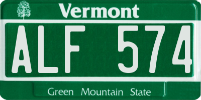 VT license plate ALF574