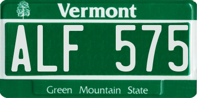 VT license plate ALF575