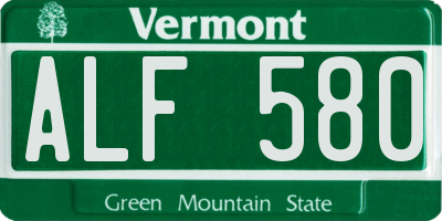 VT license plate ALF580