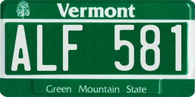 VT license plate ALF581
