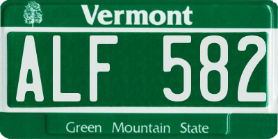 VT license plate ALF582