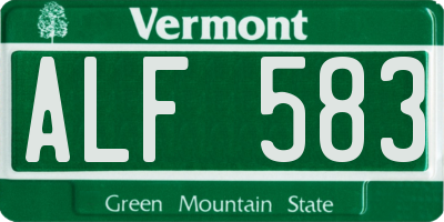 VT license plate ALF583