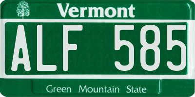 VT license plate ALF585
