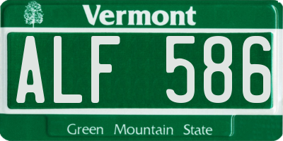 VT license plate ALF586