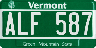 VT license plate ALF587