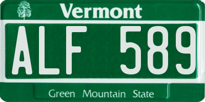 VT license plate ALF589