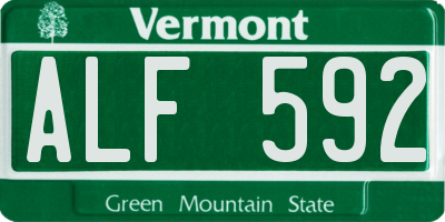 VT license plate ALF592