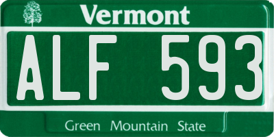 VT license plate ALF593