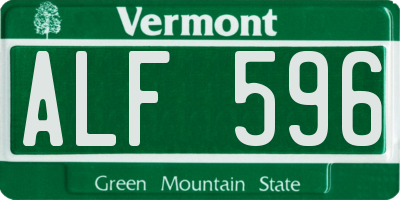 VT license plate ALF596