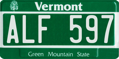 VT license plate ALF597