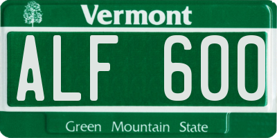 VT license plate ALF600