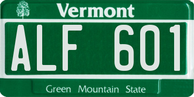 VT license plate ALF601