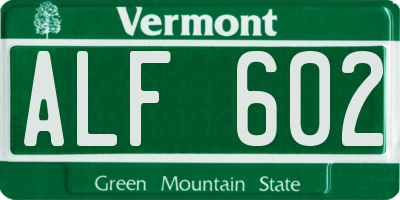 VT license plate ALF602