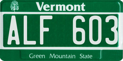 VT license plate ALF603