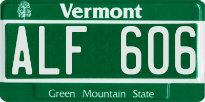 VT license plate ALF606