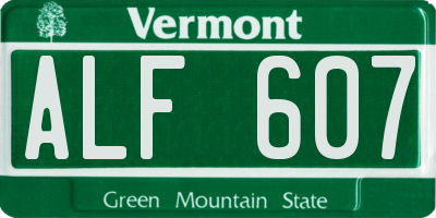 VT license plate ALF607
