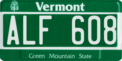 VT license plate ALF608