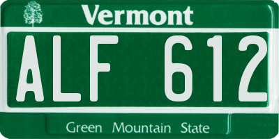 VT license plate ALF612
