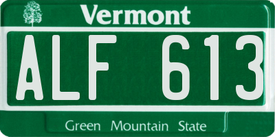 VT license plate ALF613