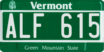 VT license plate ALF615