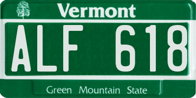 VT license plate ALF618