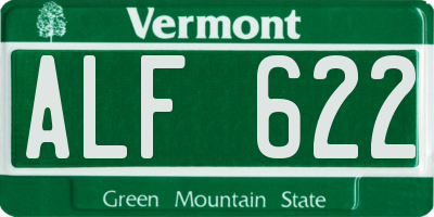 VT license plate ALF622