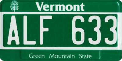 VT license plate ALF633