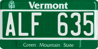 VT license plate ALF635