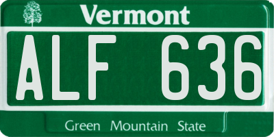 VT license plate ALF636