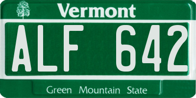 VT license plate ALF642