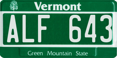 VT license plate ALF643