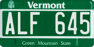VT license plate ALF645