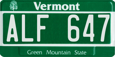VT license plate ALF647