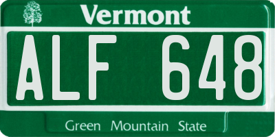 VT license plate ALF648