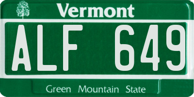 VT license plate ALF649
