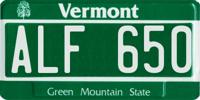 VT license plate ALF650