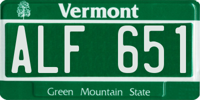 VT license plate ALF651