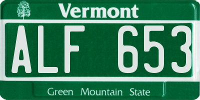 VT license plate ALF653