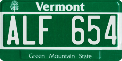 VT license plate ALF654