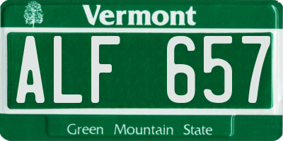 VT license plate ALF657