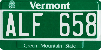 VT license plate ALF658