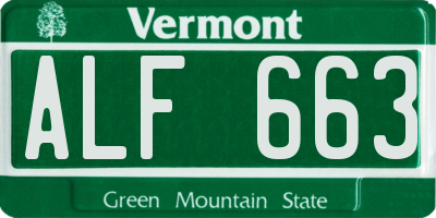 VT license plate ALF663