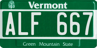 VT license plate ALF667