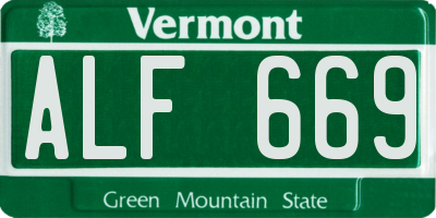 VT license plate ALF669