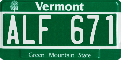 VT license plate ALF671