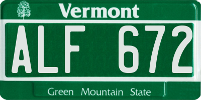VT license plate ALF672