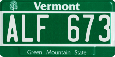 VT license plate ALF673